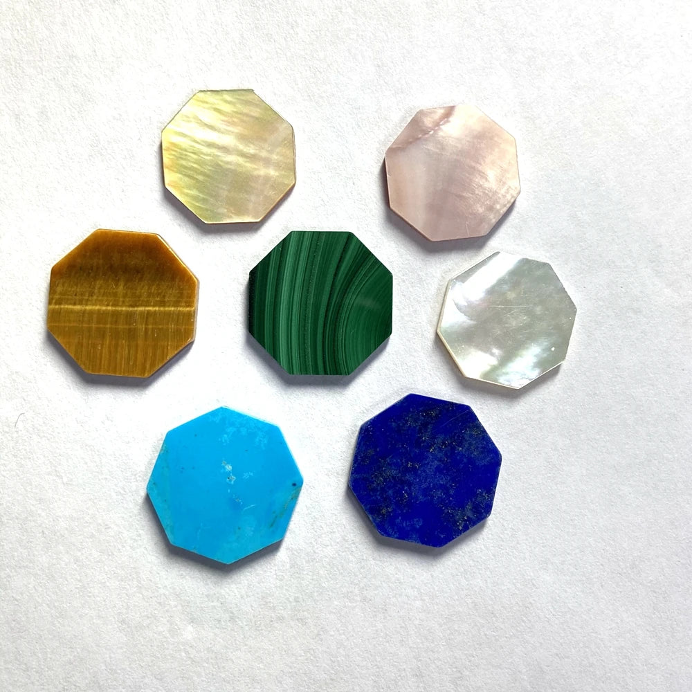 17x17x2mm New Design Factory Price Natural Malachite Double Flat Octagon Malachite Sheet Gemstone