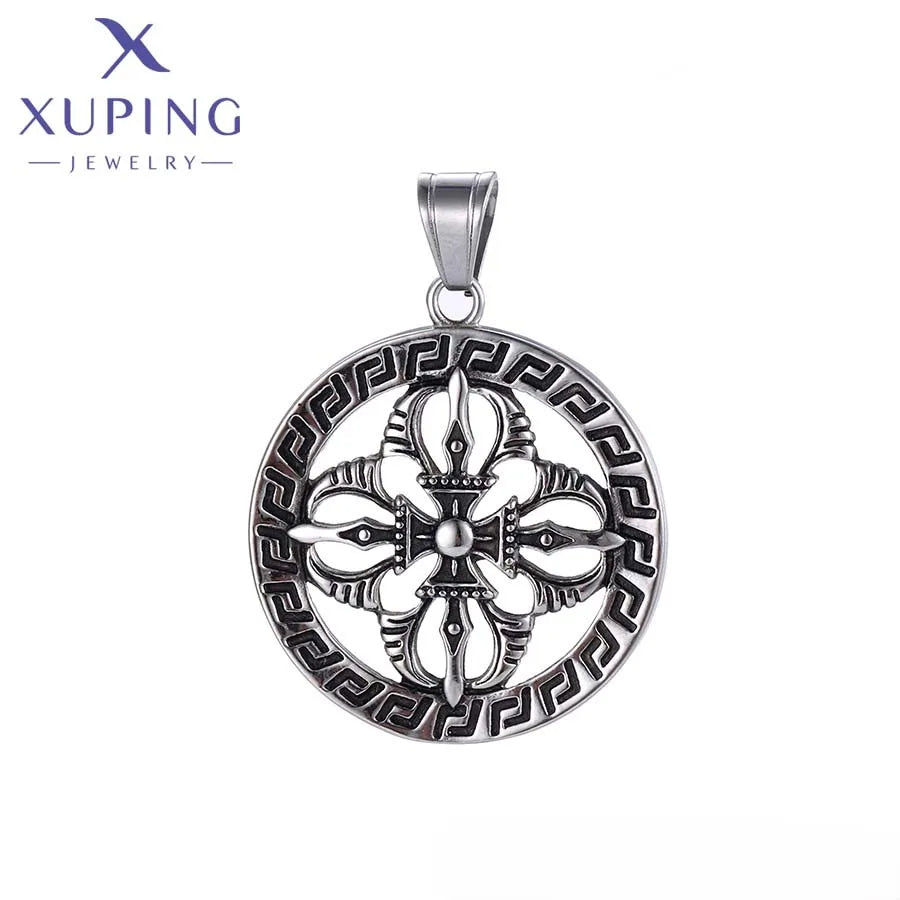 33510 XUPING JEWELRY Black Gun Color Stainless Steel Neutral Custom Hip Hop Fashion Jewelry Pendant Charms