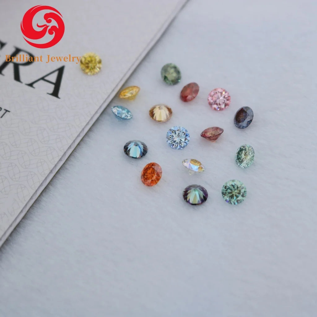 Wholesale GRA Certified D Color White Yellow Purple Green Red pink Black Gray Blue 1CT 6.5MM Moissanite Color Loose Stones