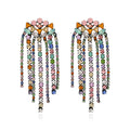 Statement Symmetrical Floral Earrings Vintage Long Colorful Claw Diamond Tassel Earrings for Women Girls