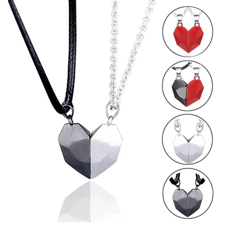 Multicolor Forever Heart Shape Couple Necklace Hot Sale Two Souls One Heart Pendant Wishing Stone Couple Necklaces