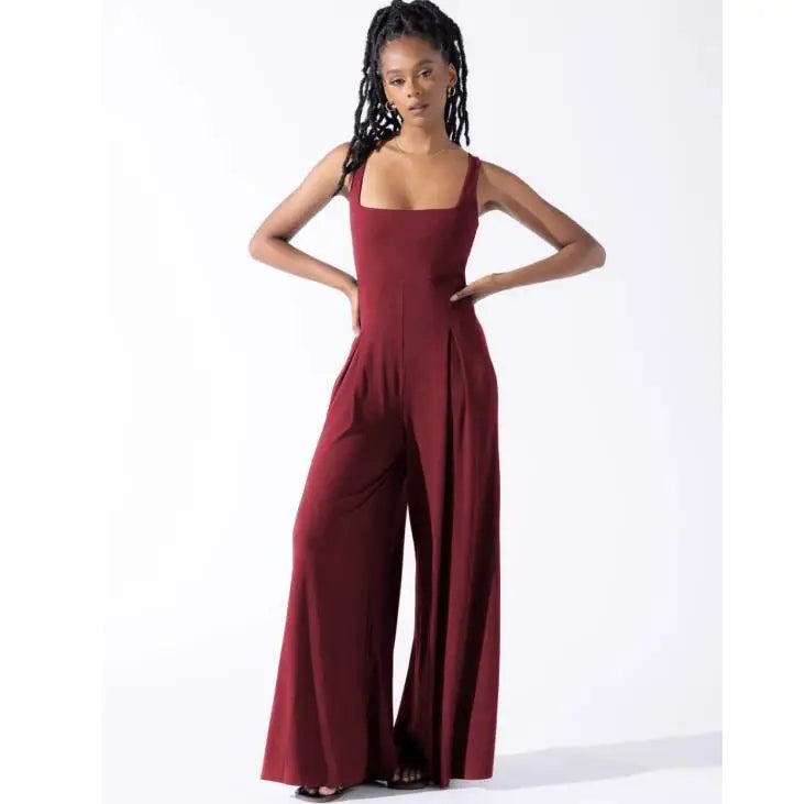 2024 Women Spring and Summer Fashion High Waist Pants  Elegant Casual Pants Women Solid Color Loose Wide Leg Jumpsuit