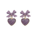 Sweet Girls Bow Knot Heart Shaped Stud Earrings 925 Silver Needle Pink Love Heart Drop Earrings for Gift