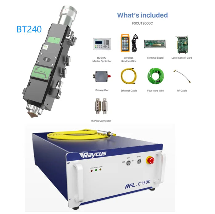 Fiber Laser Cutting Machine Accessories Best-cost Combination Raycus 1500w Laser Source +BT240+Fscut2000 + Bcs100