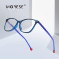 MORESE 2030 Elegant Blue Clear TR90 Material Reading Computer Glasses Geometric Pattern Anti-Blue Light Female Optical Frame