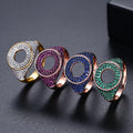 JINSE Zirconium Ring Real Gold Plated Cubic Zircon Hoop Jewelry Diamond Ring for Man