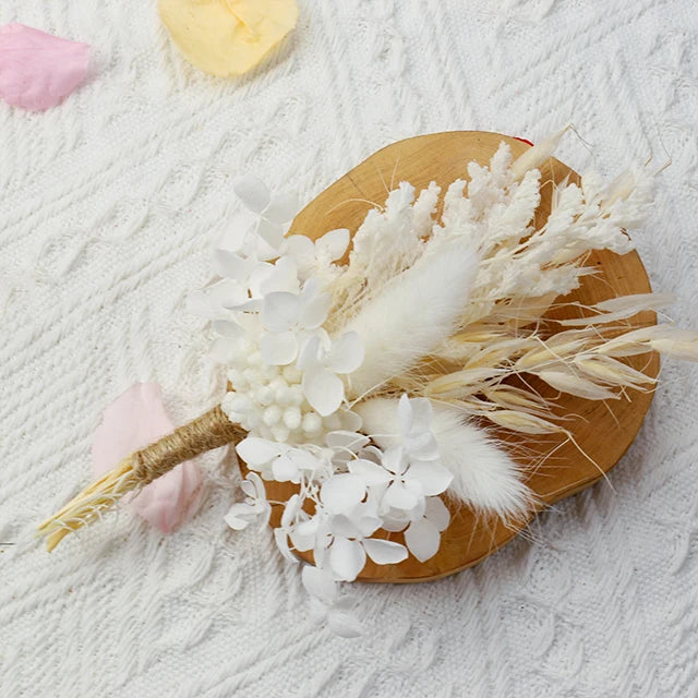 Mini Boho Small Dried Flower Bouquet for Letter Box Gift Bridal Corsage and Boutonniere Set Mother's Day Decor