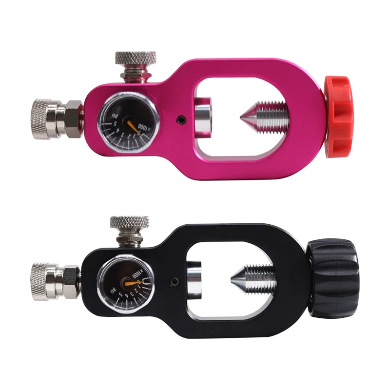 Dust Pink or Black Color Compressed Air Diving Tank Paintball Cylinder Valve Scuba Yolk HPA Fill Station with 5000psi Gauge