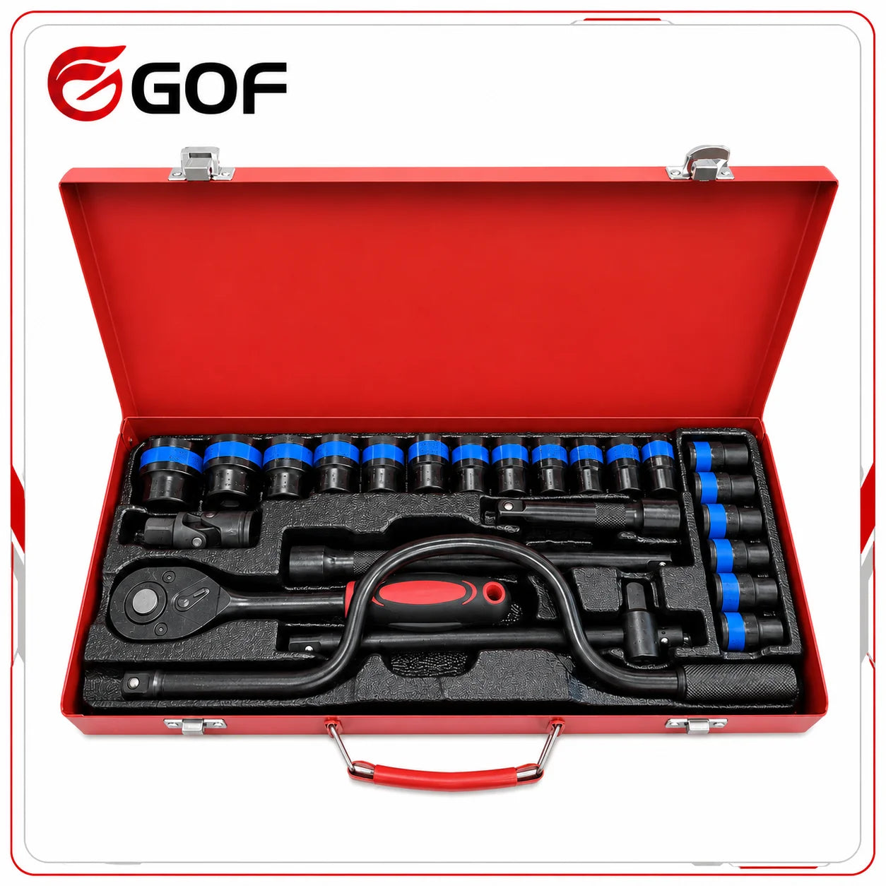 24pcs Chrome Vanadium Steel Socket Set Customizable Ratchet Wrenches Extensions DIY Home Hex Tool Repair Hand Hard Case Package