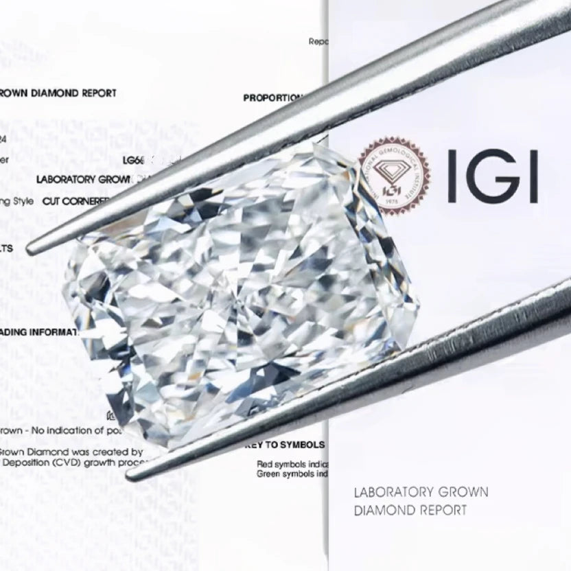 Radiant Cut Lab Grown Diamonds IGI Certified D VVS Cvd Hpht Lab Diamond 0.5CT 1CT 2CT Factory Wholesale