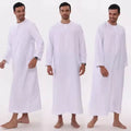 Wholesale Mens Plain White Islamic Thobe Breathable Loose Fit Muslim Arab Robe