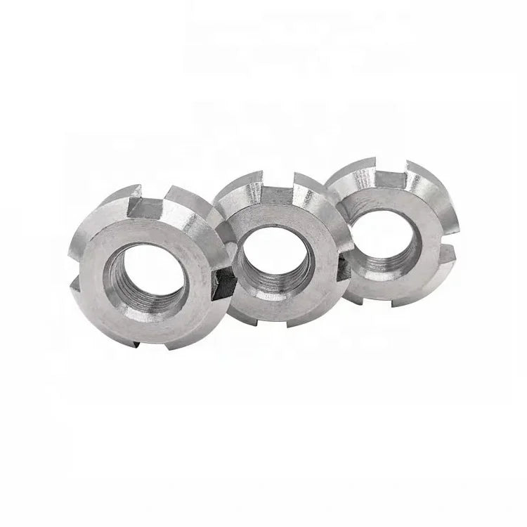DIN981 Lock Round Slotted Nut in Stainless Steel with Zinc Galvanized Nickel Plated Finishes