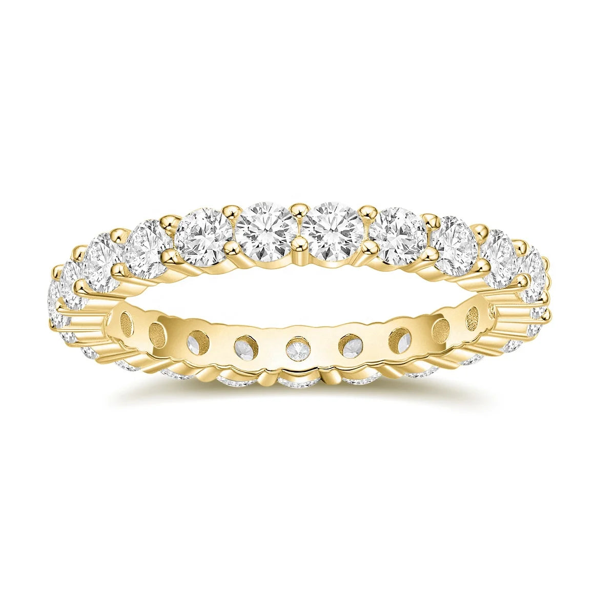 OAHLAN Fashion 14K Gold Plated Cubic Zirconia Jewelry 925 Sterling Silver Ring Stackable Eternity Bands for Women Teen Girls