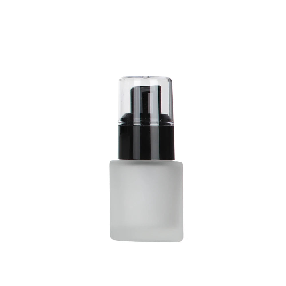 Wholesale Empty Frosted Round Flat Glass Lotion Bottle with Black Pump 20/30/40/60/80/100/120ml Capacity
