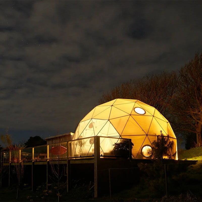 Custom Prefab Waterproof Hotel Polyester Luxury Globe Camping House Outdoor Glamping 7M 8X8 Dome Geodesic Tent With Stove Hole
