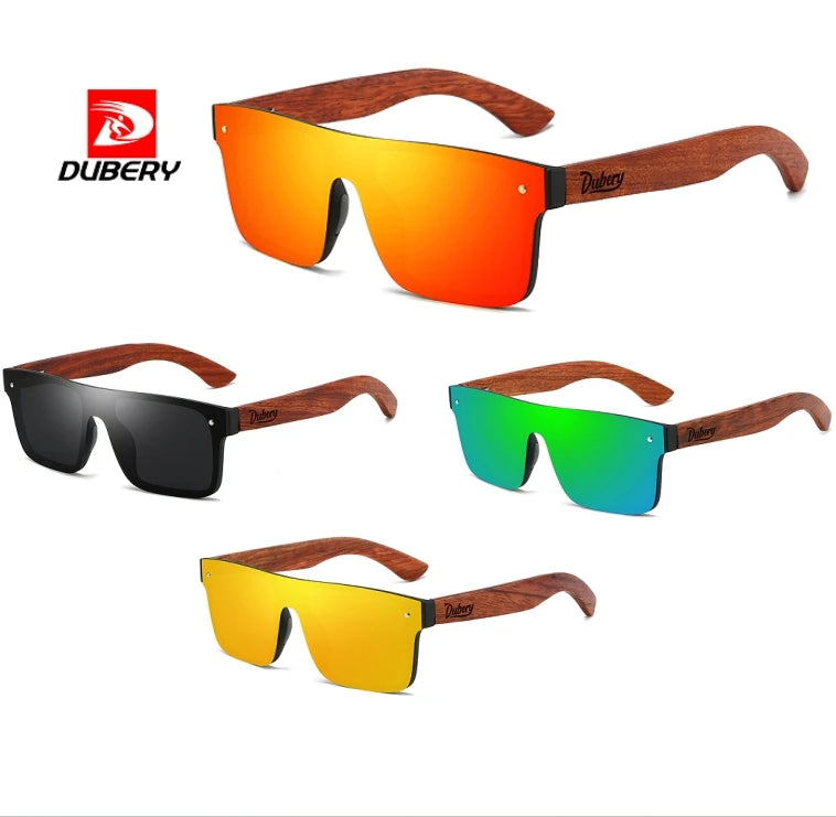 DUBERY Official 2026 Wood Polarized Sunglasses for Men Blue/Transparent Rimless Eyewear UV400 Protection Fashionable D219 Shades