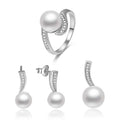 New Trend 925 Sterling Silver Jewelry Sets Aaa Cubic Zirconia Rhodium Plating Fashion Freshwater Pearl Jewelry Set for Daily