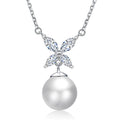 Fashion Freshwater Pearl Pendant 10mm Rhdoum Plating 925 Silver Necklaces