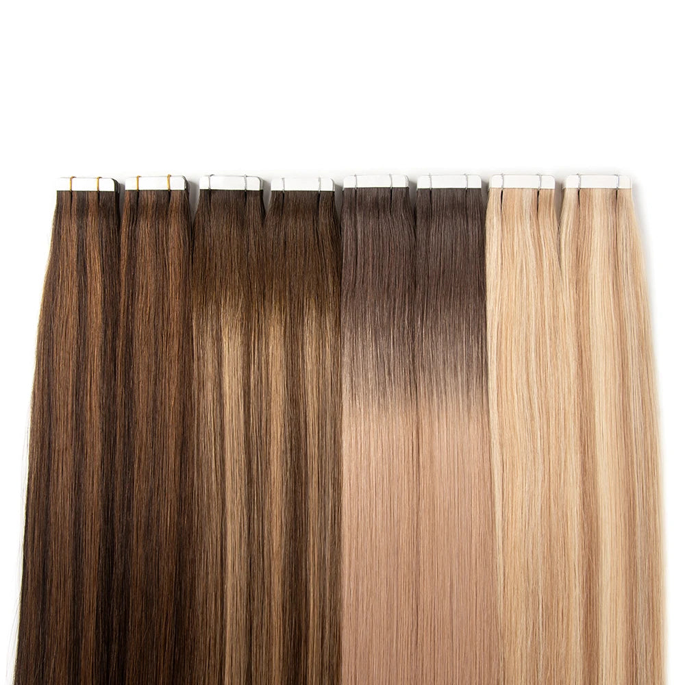 Wholesale Unprocessed Raw Tape in Hair Extensions Full Cuticle Russian 100 Virgin Remy Human Hair Tape Ins Extension