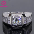 1 Carat Moissanite Ring Sterling Sliver 925 Men's Rings Luxury  White D VVS Clarify Good Quality Moissanite Mens Diamond Ring