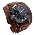 Hot Style Men Watch Vintage Hand-sewn Leather Bracelets Quartz Watches Punk Wristband Individuality Watch for Men and Women