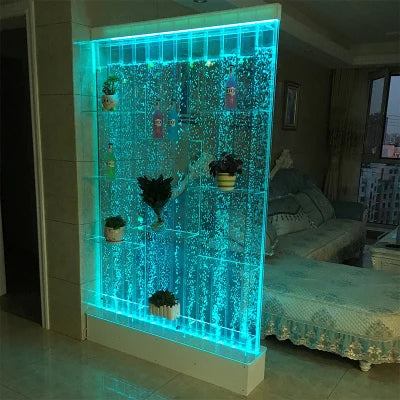 Modern Indoor LED Glowing Acrylic Plastic Water Curtain Bubble Water Wall Customized Color Scenery/Landscape Theme YuYi