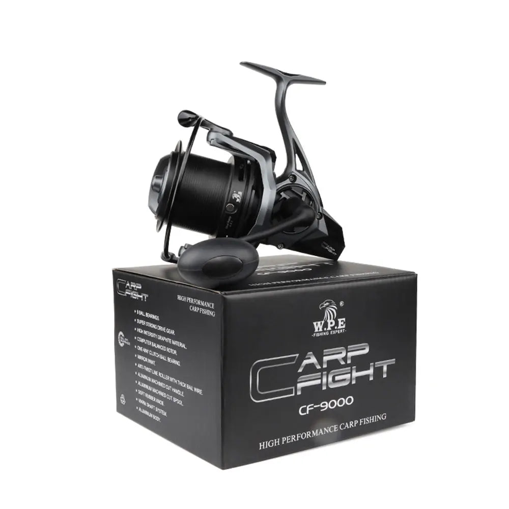 W.P.E CF 9000/9000T 4.4:1 9+1 BBs High Speed Metal Spool Spinning Reel Carp Fishing Tackles Fishing Wheel