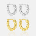 FUAMAY Vintage 925 Sterling Silver Twist Earrings 18K Gold Plated Chunky Twisted Hoop Earrings