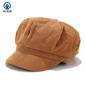 Solid Color Light Core Fluffy Hat Trendy Duckbill Hat Versatile Autumn and Winter Artistic Painter Hat British Retro Octagonal