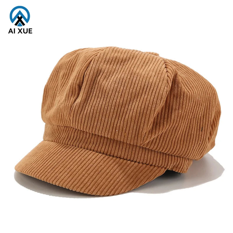 Solid Color Light Core Fluffy Hat Trendy Duckbill Hat Versatile Autumn and Winter Artistic Painter Hat British Retro Octagonal