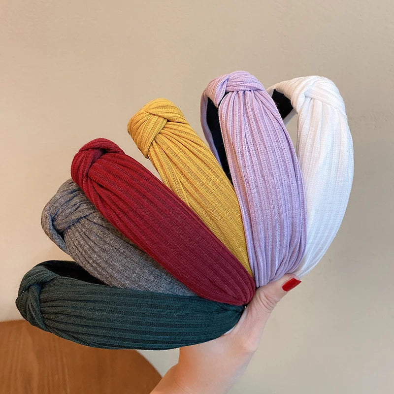 Custom Winter New Knitted Head Band Korean Ladies Solid Color Fabric Cross-knotted Head Band Wash Face Bundle Hair Headband