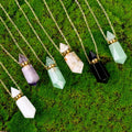 Natural Crystal Essential Oil Sub Bottle Necklace Crystal Hexagon Point Perfume Bottle Pendant MegaBDM