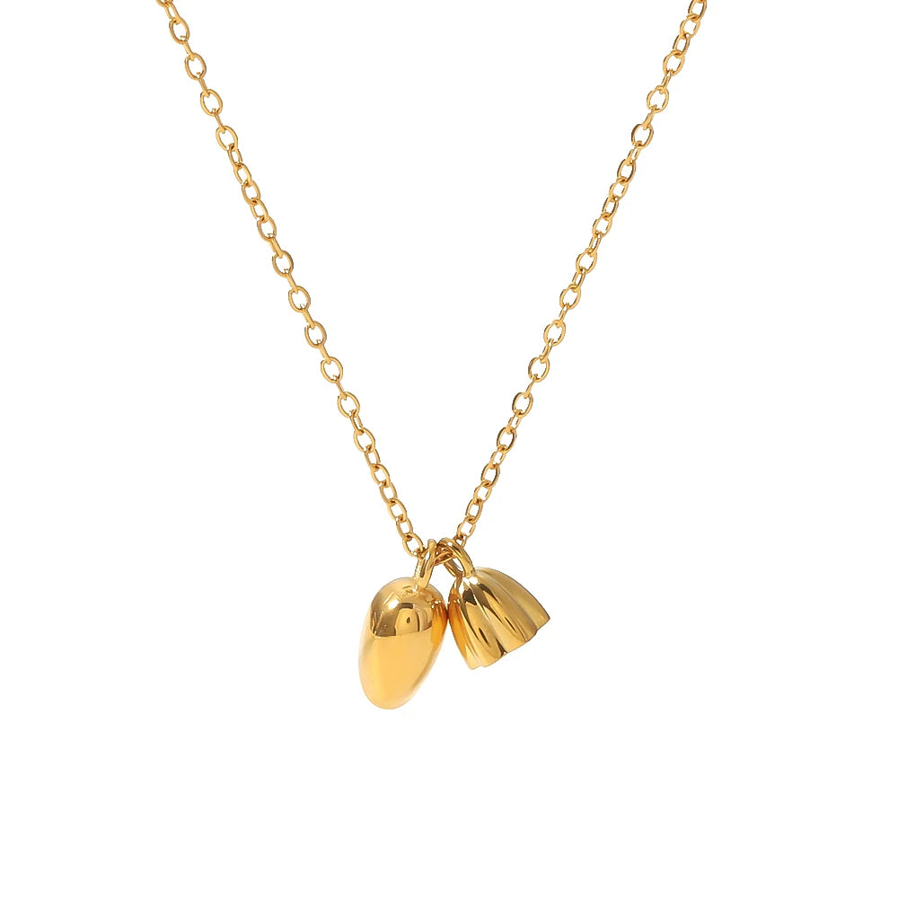 Non Tarnish Stainless Steel Cute Tiny Lotus Lotus Root Pendant Necklace Stainless Steel Pvd Gold Plated Small Lotus Necklace