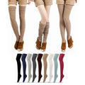 Extra Long Slouch Socks for Women Stockings Solid Cable Knit Knee High Socks White Thigh High Sweater Socks