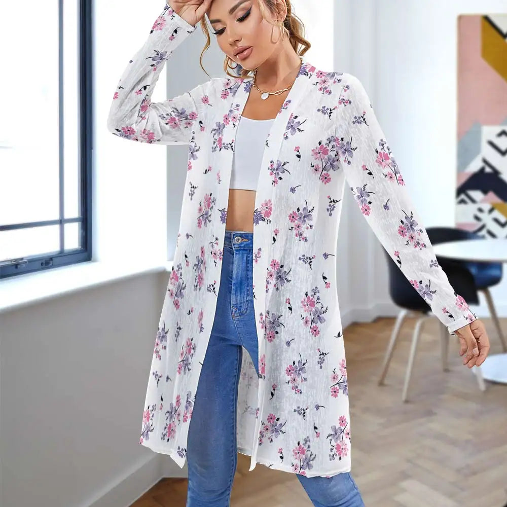 Print on Demand Custom Autumn Women's Cardigan Long Sleeve Womens Cardigan Simple Cardigan Coat Woman Medium Long Trench Coat