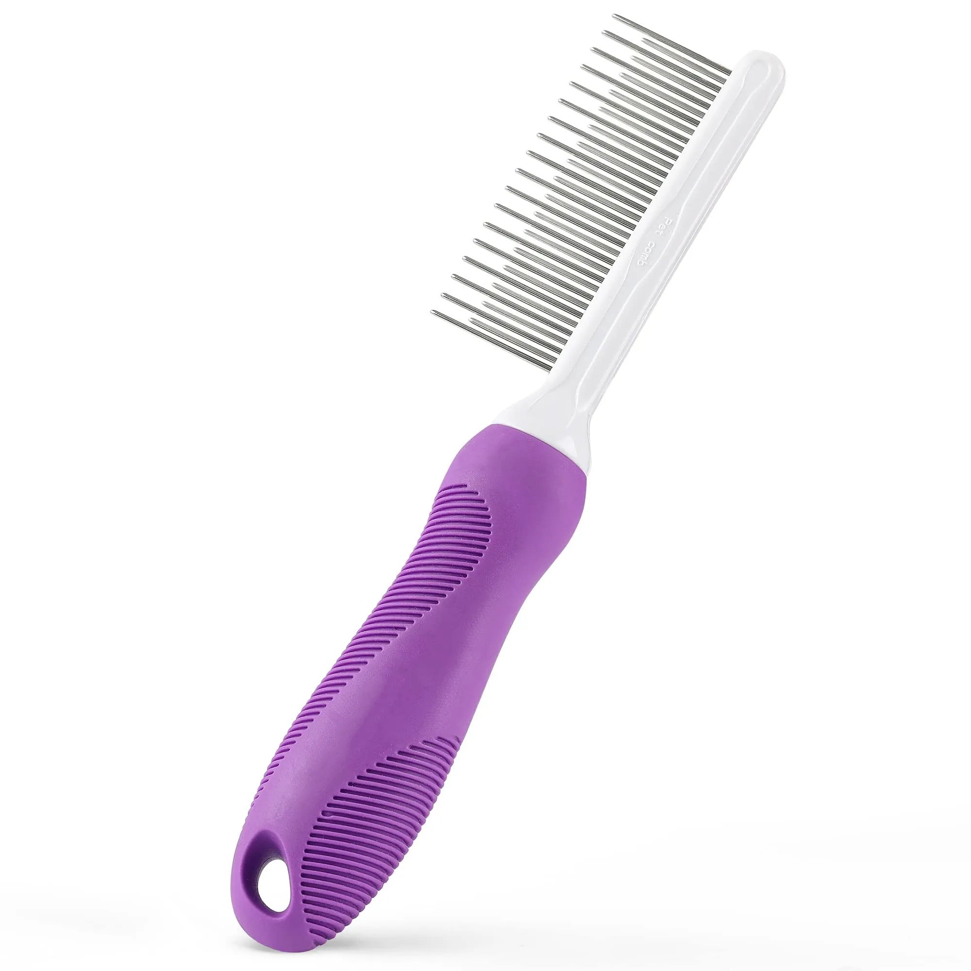 Long-Short Stainless Steel Teeth Pet Comb Dog & Cat Detangler Tool for Removing Matted Fur Knots & Tangles Grooming Products