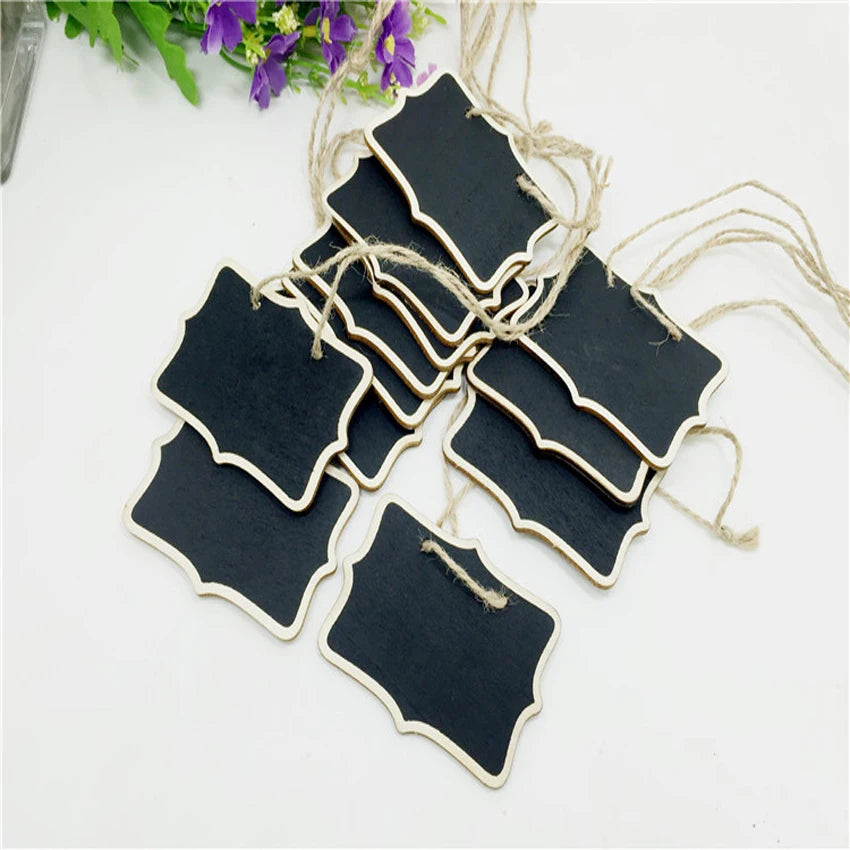 Vintage 6x8cm Wood Double Side Blackboard with Linen Rope Clip Log Note Clip Students Gift School Office Supplies
