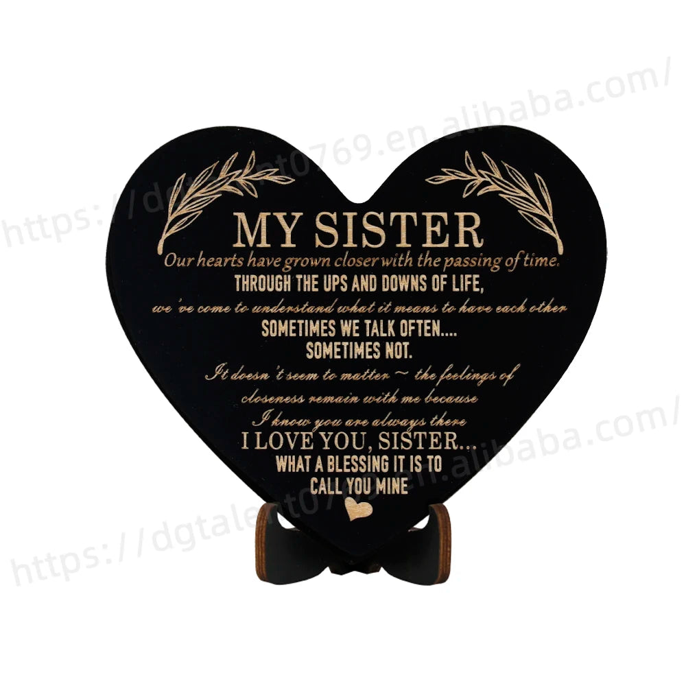 Tailai Black Love Exquisite Laser Cut Desktop Plaques Timeless Gift Celebrating Sisterhood with Personalized Artistic Design