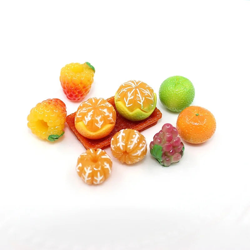 Simulation Fruit 3D Miniature  Egg Grape Orange Resin Cabochon for Scrapbooking DIY Hair Bows Accessories