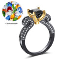 Luxury Imitated Moissanite Diamond Ring Black Plated Wedding Rings Inlaid Cubic Zircon for Man Women Proposal Ring Jewelry