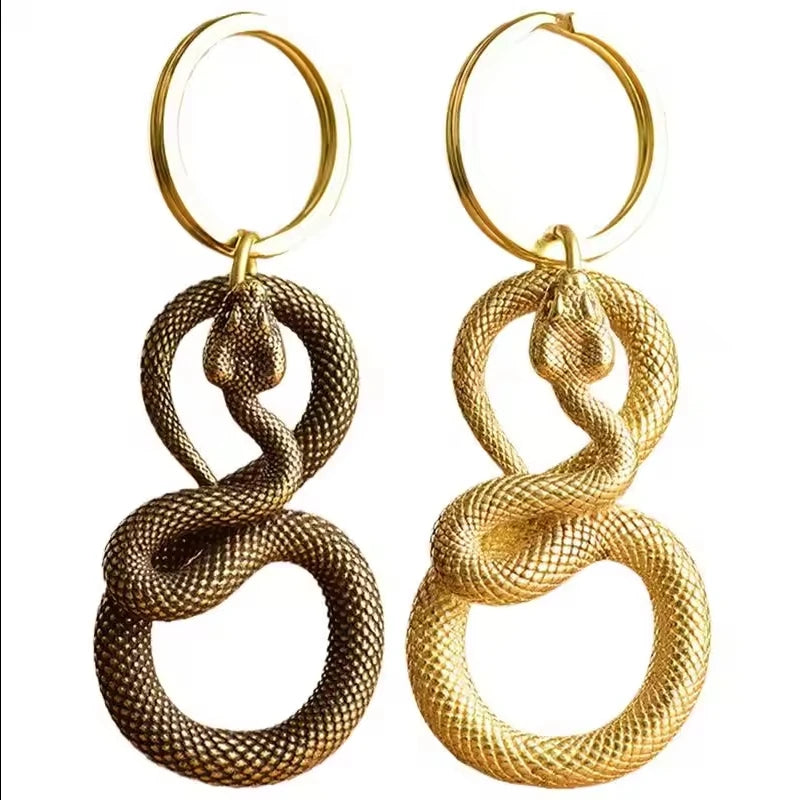 Chinese Zodiac Brass Snake Keychain Metal Key Chains Charm Animals Snake Keyring Pendant Jewelry Year of the Snake 2025 Keychain