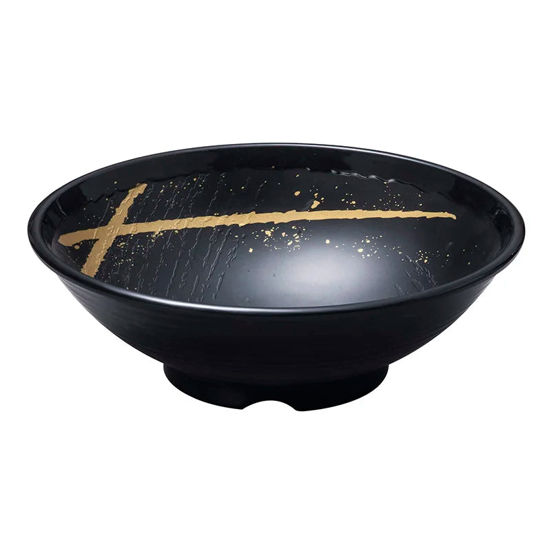Japanese Style Durable Stackable Round Gold Decor Matte Melamine Ramen Bowl with 6" 7" 8" and 9"