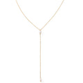 Stainless Steel 14K Gold Plated Long Necklace Imitation Pearl Pendant Titanium Steel Y Shaped Pearl Tassel Choker Link Chain
