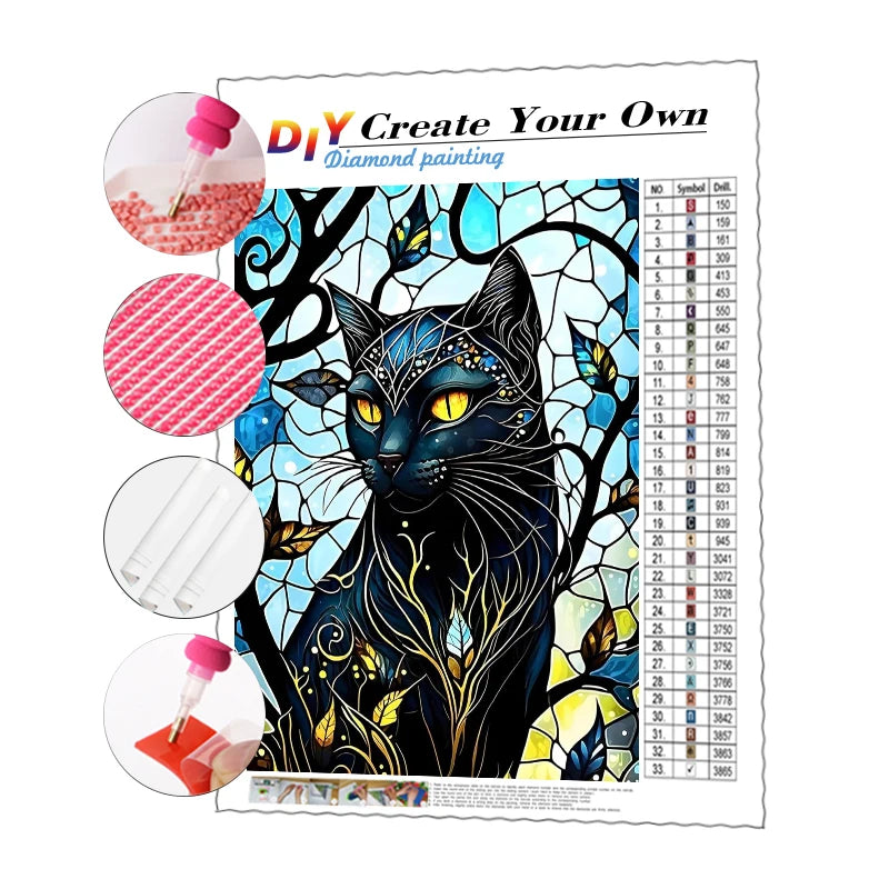 5d Diy Diamond Painting Black Cat Cross Stitch Full Drill Short Lint Canvas Painting ab Drills Diamond Painting Set Home Decor