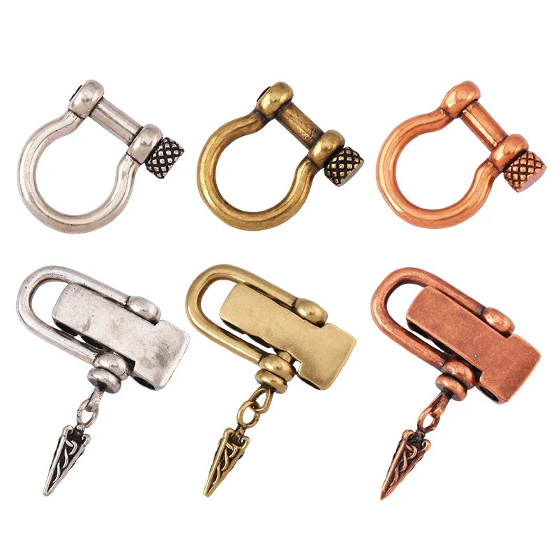 Trendy Antique Brass Horse Foot Carabiner Mountaineering Screw on Buckle ClaspLuxury Handmade Hooks Chain Jewelry Supplies N03