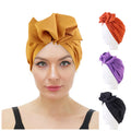 Womens Flower Turban Cap Head Elastic Band Polyester Pre Tied Ruffle Turban Headwrap