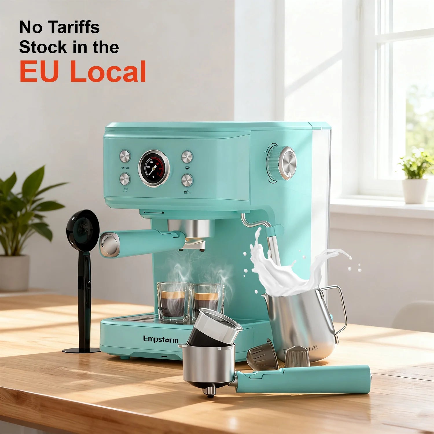 For Professional Electric Commercial & Household Use Semi-Automatic Espresso Coffee Machine with Milk Frother 20Bar Pump