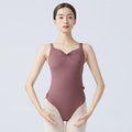 Women Nylon Sleeveless Ballet Leotards Adult Wide Shoulder Strap Dance Bodysuit