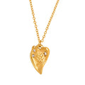 Elegant Temperament 18K Gold Plated Stainless Steel Heart Rose Zircon Pendant Necklace for Women Birthday Present