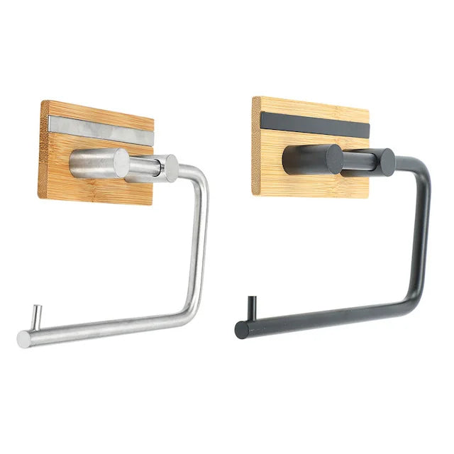 Roll Holder Provide Logo Bamboo Basket Tissue Bathrooms Stick Stainless Steel Self Adhesive Towel Toilet Paper Holder Black